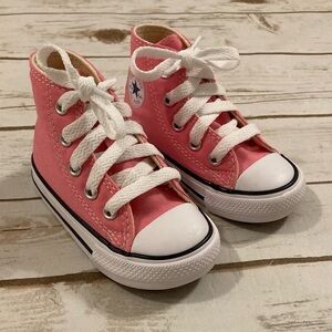 Converse Pink High Tops Sneakers Little Girls Size 5
